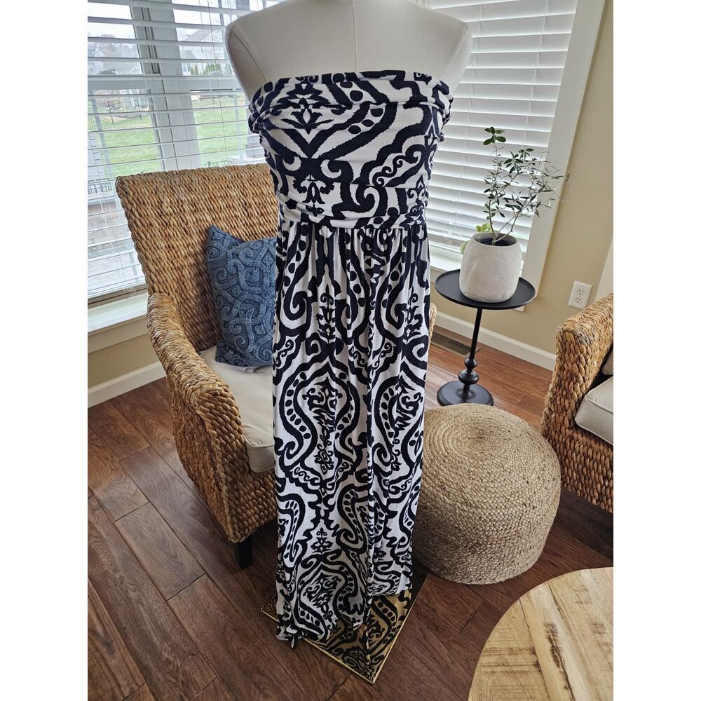 Vanilla Bay Damask Strapless Maxi Dress Women’s Size M Resort Beach